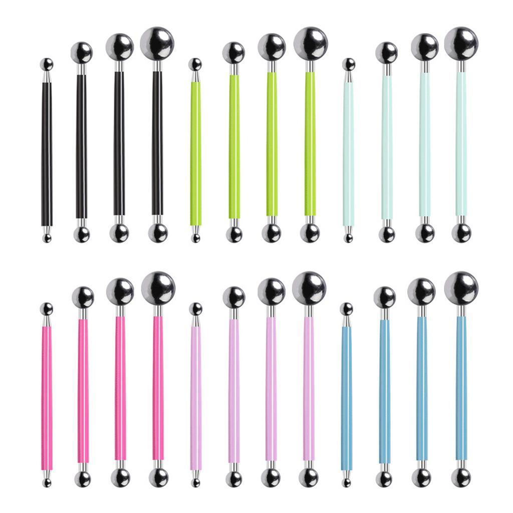 4Pcs Multifunctional Pottery Craft Tool with Stainless Steel Tip Double Ended Clay Dotting Tool for Ceramic Detailing