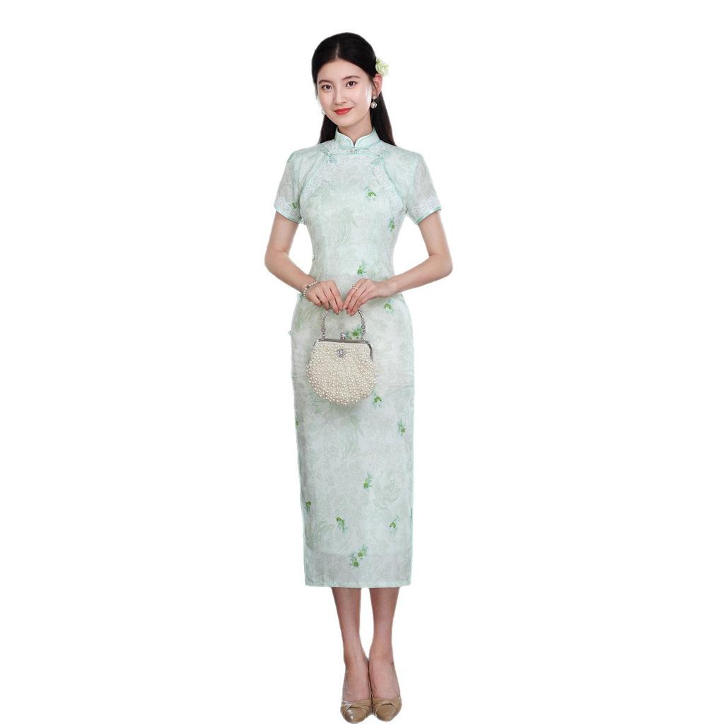 Green Suzhou cheongsam 1011 new summer young girl Chinese modified temperament retro daily dress