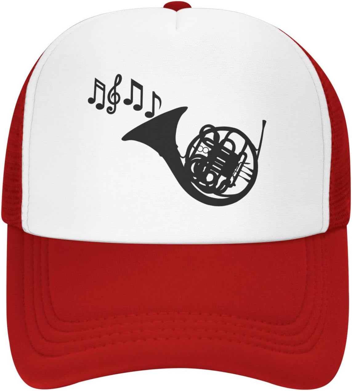 French Horn Music Notes Trucker Hat Adjustable Mesh Back Sun Protection Outdoor Cap One Size
