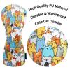 PU Leather Golf Wood Headcover Graffiti Cat Pattern Golf Club Protector  Driver Fairway