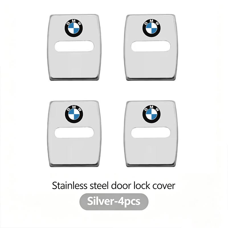 BBKD8 4Pcs Stainless Steel Shock Absorbing Car Door Lock Cover Anti Vibration Latch Protector Accessories For BMW E90 G80 M3 G30 M5 F8