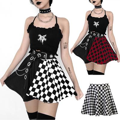 2024 Estate Sexy A Vita Alta Una Linea Gonna Scozzese Y2K Punk Goth Scuro Accademia A Pieghe Mini Gonna Donna Club Egirl Emo Alt vestiti
