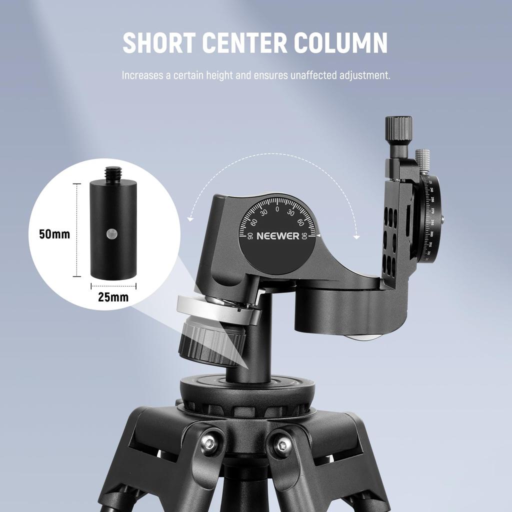 NEEWER TH16 Geared Tripod Head with Panoramic QR Aluminum Alloy Large Fine Dual Mode with Quick Maximum Load of 6kg 3-Way Head, 3-Axis Pan/Tilt