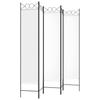 5 Piece White Folding Screen 200 x 200 cm Fabric