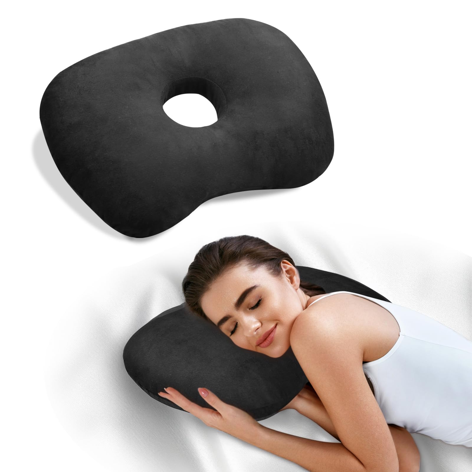 

Подушка с отверстием для сна на боку и сережек (черный)