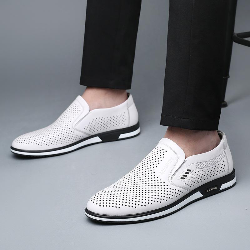 Old Man Head Summer Hollow Leather Sandals Business Casual Men's Shoes Comfortable Breathable Leather Shoes Men's Hole Shoes 95268