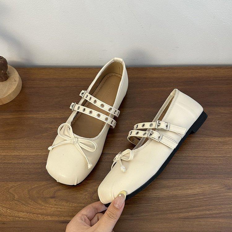 Flat-bottomed French black commuter shoes single shoes women's shoes 2025 new spring and autumn bow Mary Jane evening shoes