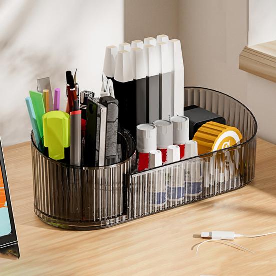 Nástěnný úložný box Organizér na štětce na make-up Velká kapacita Otočný o 360 stupňů Koupelnový úložný regál s přísavkou