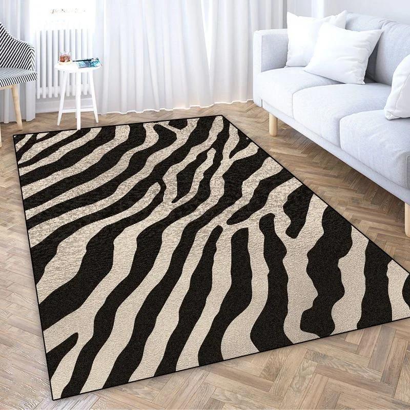 American Style Zebra Stripes Carpet - Water Uptake Non-slip Large Rugs for Living Room Bedroom Decoration Bedside Bathroom Mats
