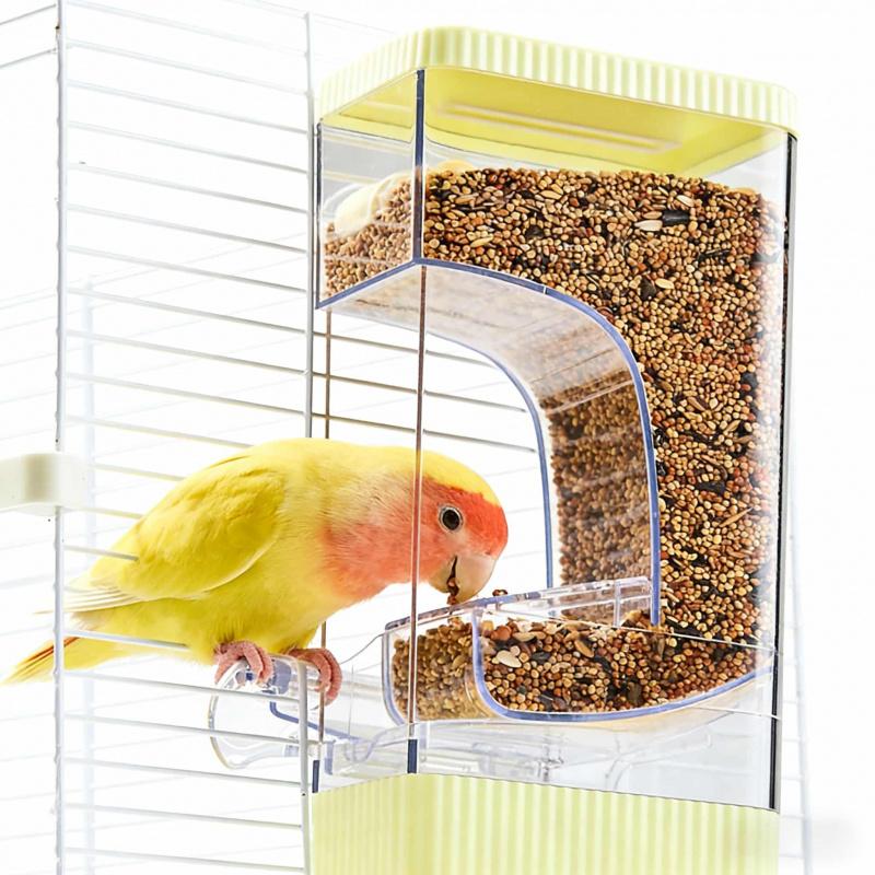 Small Parrot Feeder Automatic Feeding Splash-proof Large Capacity House-shaped Pet Feeding Supplies