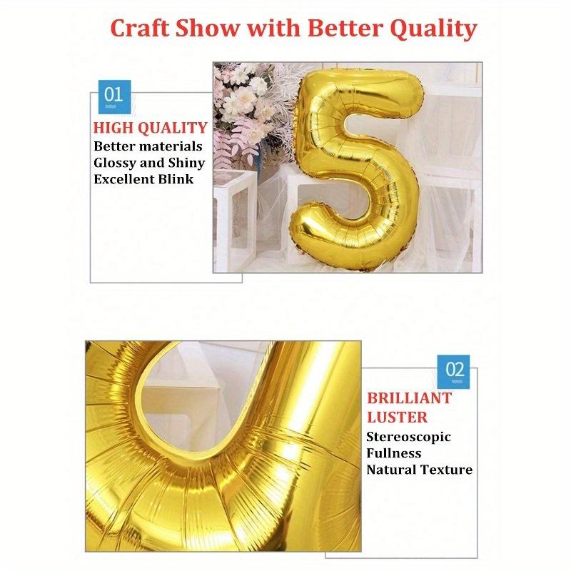 32in Gold Color Number Aluminum Foil Balloon, Birthday Number Balloon, Aluminum Foil Balloon for Birthday Party, Wedding, Shop Decoration