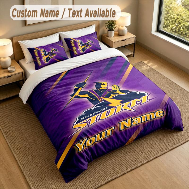 Bedding Set 1 Duvet Cover 2 Pillowcases Melbourne Storm Print Soft Bed Linen Bedroom Decor
