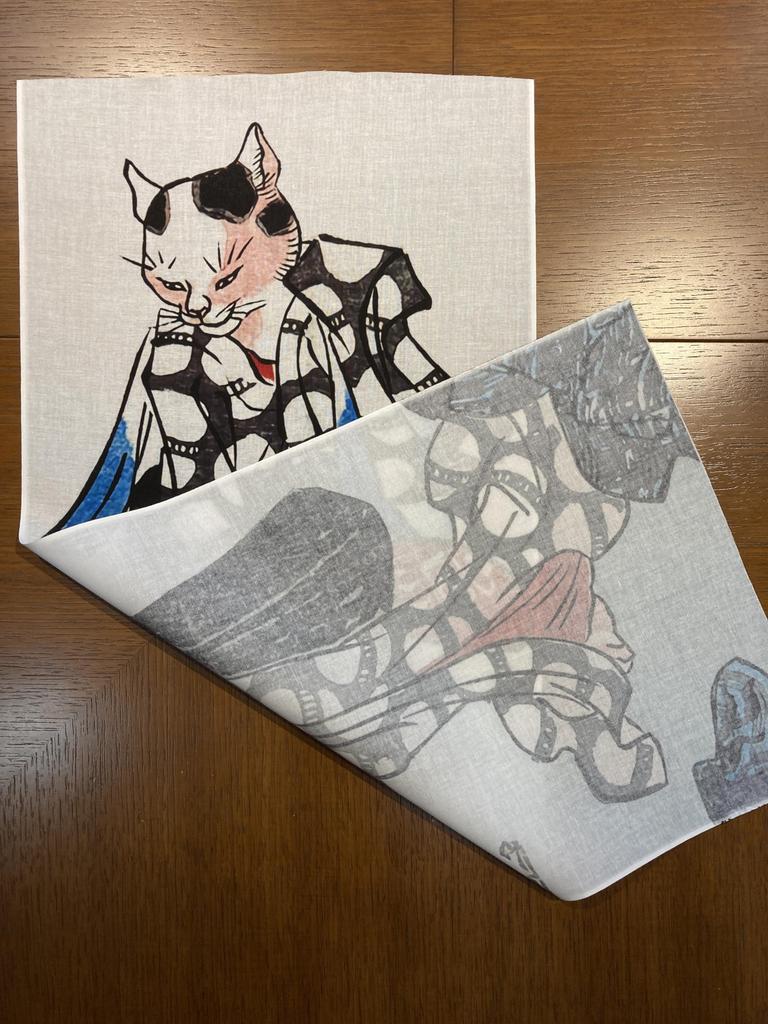 Tenugui by Utagawa Cat In a Yukata Ukiyo-e (hand Towel) Kuniyoshi,