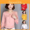 Elegant Summer Female Shirt Long Sleeve Blouse Button Women Office Chiffon Ruffle Tops For Stylish Comfort