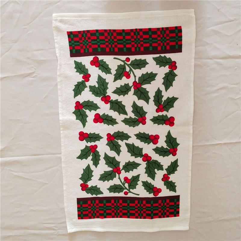 1Pc Christmas Series Printed Cotton Tea Towel Kitchen Dishcloth Cleaning Tool Xmas Party Decor Gift