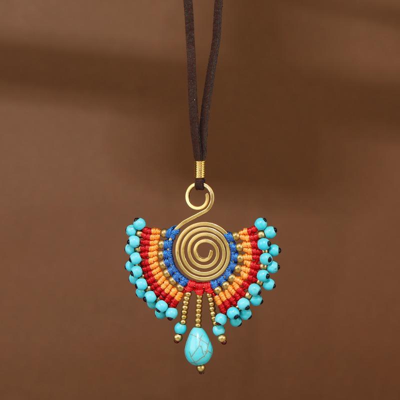 Niche Design Woven Necklace Retro Bohemian Vacation Style Long Sweater Chain Accessories Women
