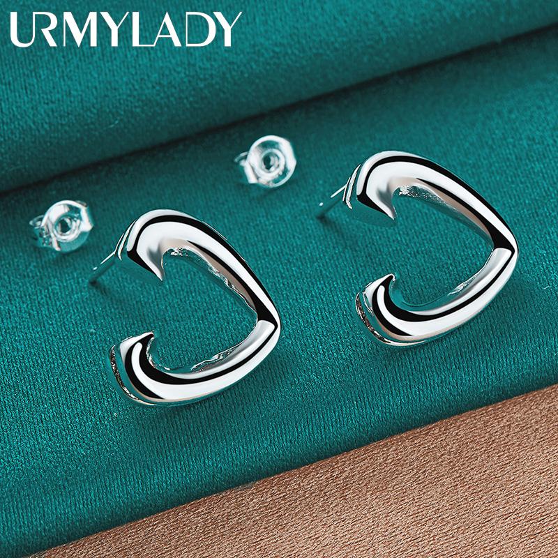 URMYLADY 925 Brincos de Prata Esterlina V Coração Stud Para Mulheres Moda Casamento Noivado Festa Jóias