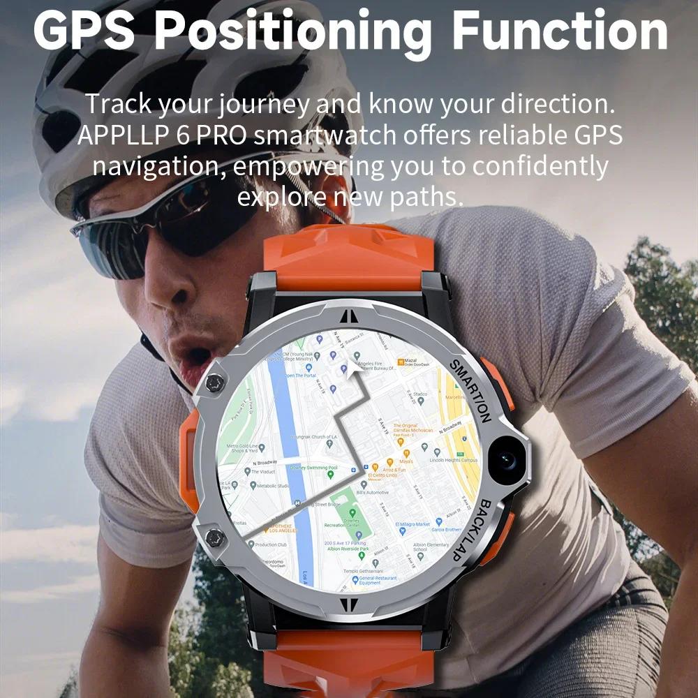 LOKMAT APPLLP 6 Pro Smart Watch with SIM, Wifi 4G Android 3G+64G Dual Camera Face Recognition GPS SOS One-Click Call Smartwatch