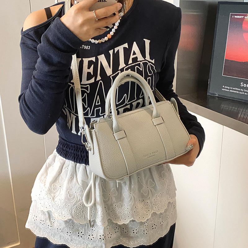 Solid Color Pu Small Crossbody Handbag Women Inner Pouch Zipper Top Bags Travel