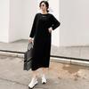 YYFS Women's Fashion Fall Winter Long Sleeve O-Neck Loose Waistline Casual Dresses