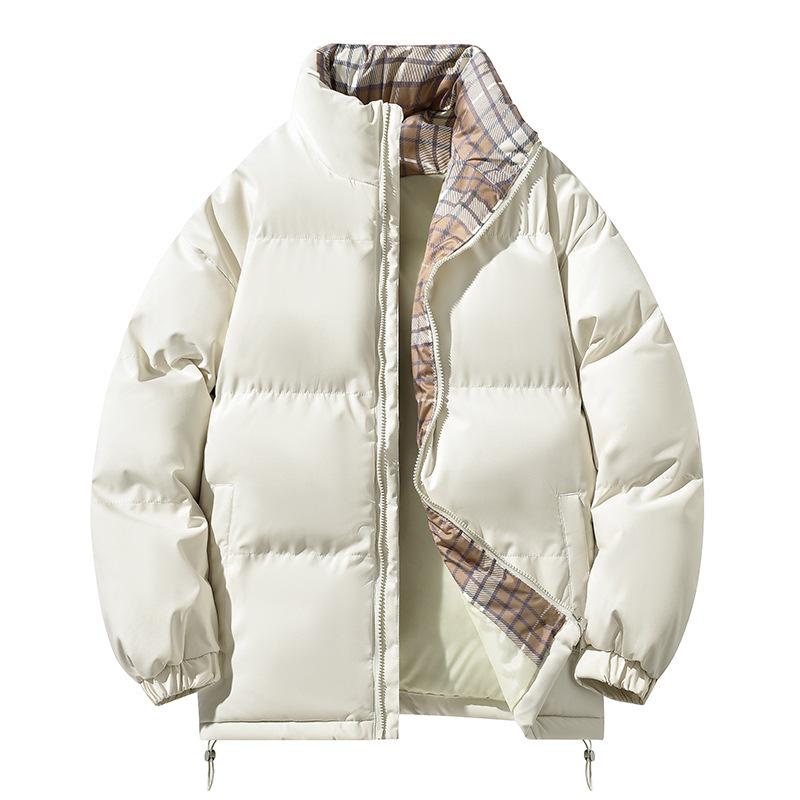 American Men's Trendy Stand Collar Cotton Jacket - Warm Casual Outerwear for Autumn and Winter.