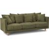 CONSTANCE 4-seater Fixed Sofa - Green Fabric - Solid Wood Legs - L 212 X H 87 X D 93 Cm