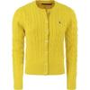 Polo Solid Color Single-Breasted Round Neck Long Sleeve Knit Sweater Women Sweater Yellow 211891643-011