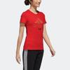 adidas Logo Letter Print Round Neck Moisture Wicking Breathable Sports Casual Short Sleeve T-Shirt Women T-Shirt Red GL5594
