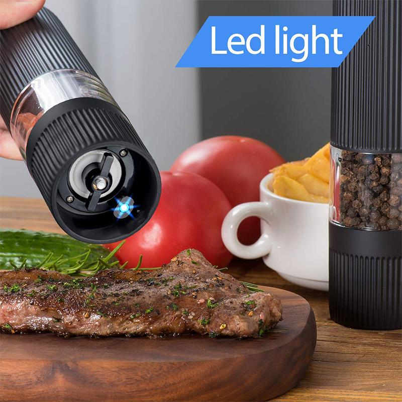 Automatic Salt Pepper Grinder Electric Spice Mill Grinder Seasoning Adjustable Coarseness Kitchen Tools Grinding For Cooking BBQ