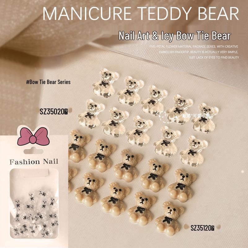 

Nail Art 3D Cartoon Bowknot Bear Decorations - Aurora Transparent Resin (20 Pieces)