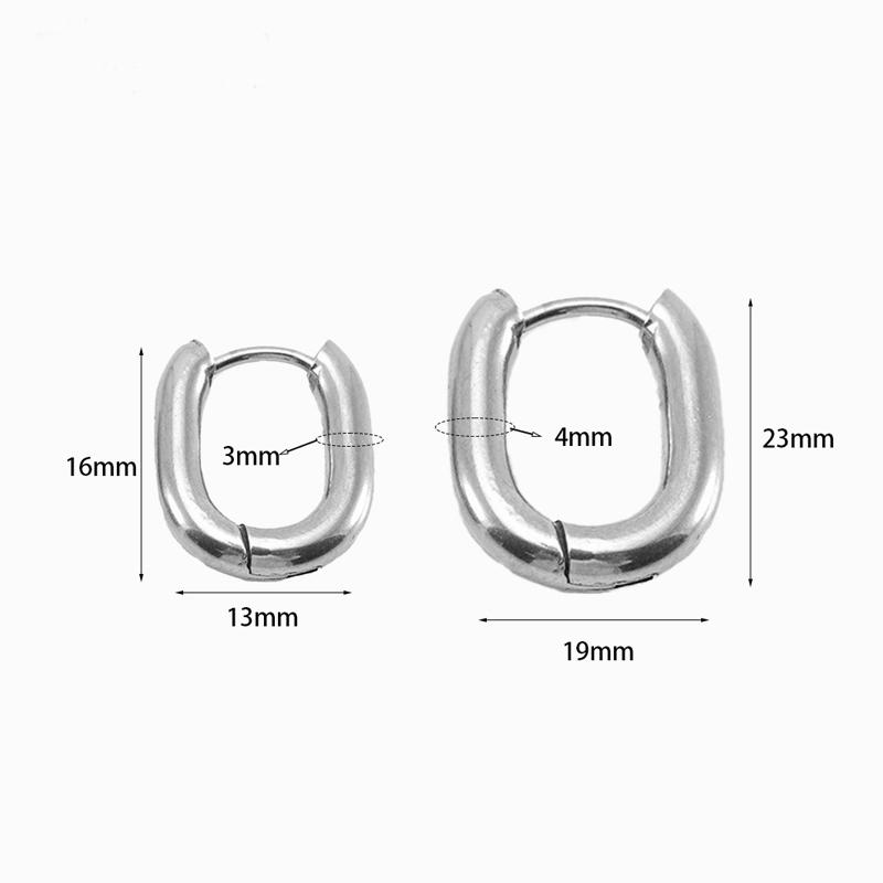 Fashion Stainless Steel Hoop Earrings For Women 4mm Thick U Shape Punk Hip Hop Gold Silver Color Female Jewelry Pendientes Mujer