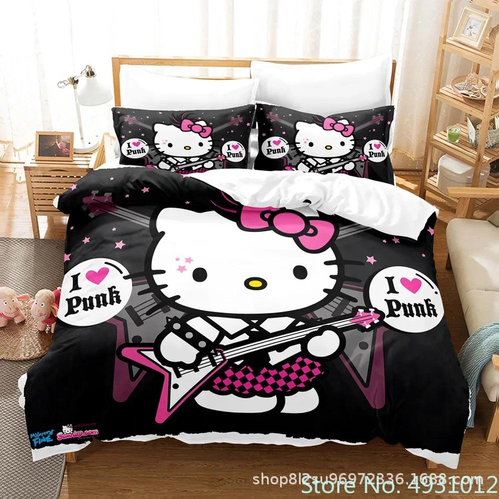 Mielas Hello Kitty Spalvų Patalynės Komplektas Pagalvės Užvalkalas Japonų Anime Lovos Patalynė 3D Spausdintas Antklodės Užvalkalas Antklodės Užvalkalas Kūdikio Vaikų Vaiko Dovana