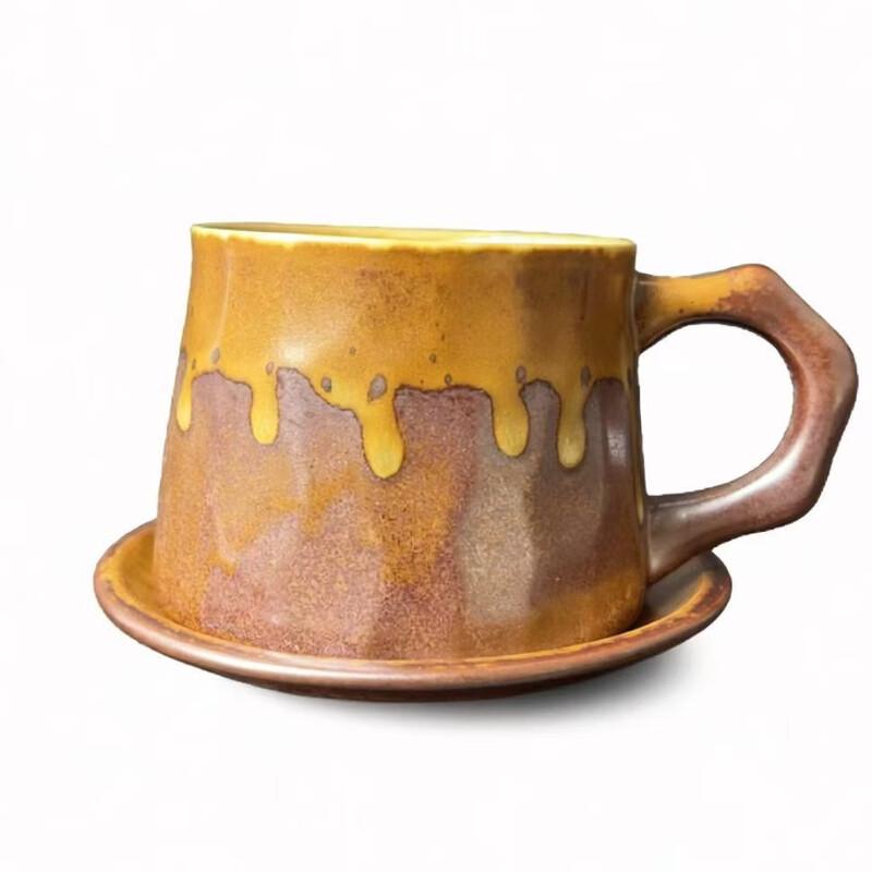 OLOEY Vintage Ceramic Coffee Mug with Saucer