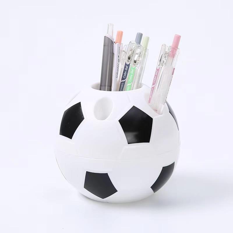 Football Shaped Plastic Pen Holder Creative Multifunctional Desktop Stationery Organizer