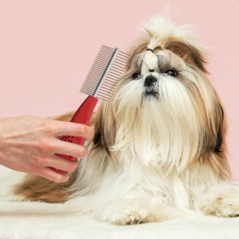 Pet Hair Comb Gentle Deshedding Comb Ergonomic Handle Pet Comb Cats Grooming Supplies for Pet Owners Metal