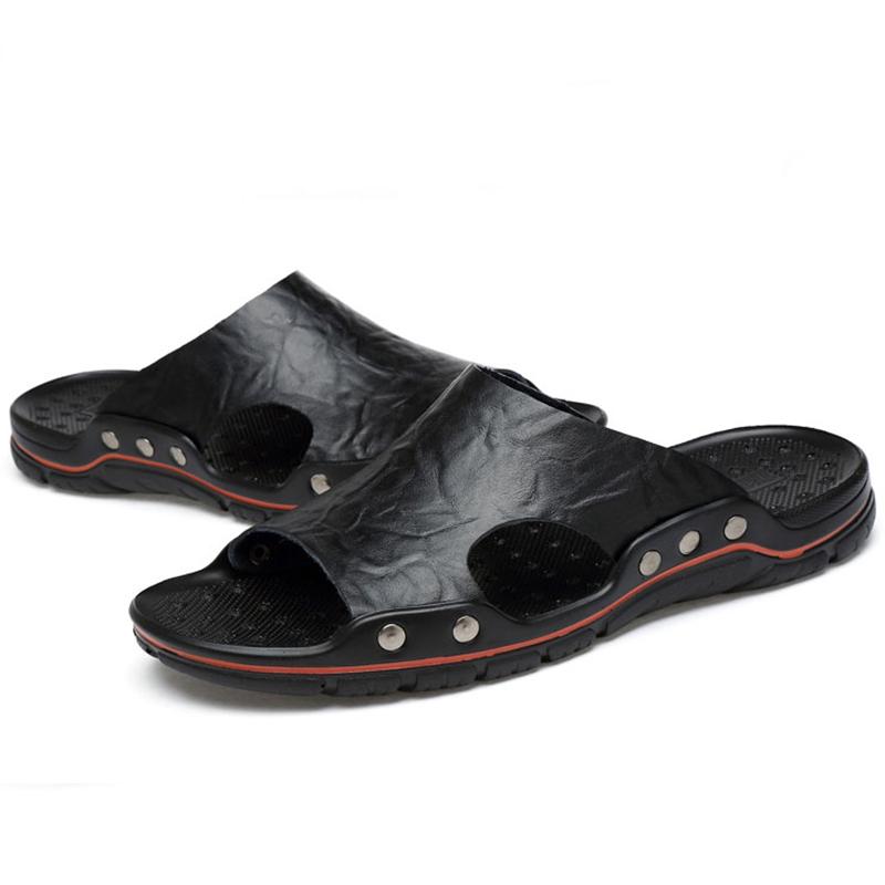 

Летние мужские кожаные тапочки большого размера 38-48 Пляжные спортивные сандалии 42