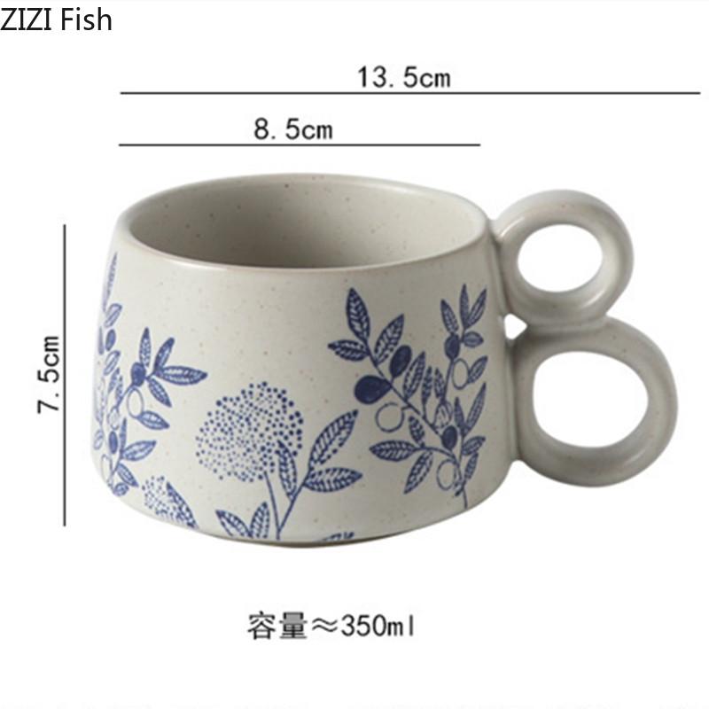 Japanese Ceramic Coffee Cup Creative Office Mug Afternoon Tea Latte Milk Cup Home Breakfast Water Cup Drink Set Friend Gift