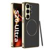 Case for Samsung S26 S25 S24 Ultra Electroplated Leather Wireless Charging Protective Case Shock Proof Anti-Fingerprint Plain
