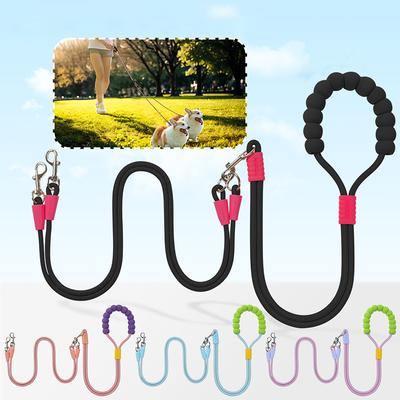 Freihändige Doppelhundleine mit weichem, gepolstertem Griff, verschleißfest, verstellbar, verhedderungsfreies Hundeleinenseil, Haustier-Outdoor-Zubehör