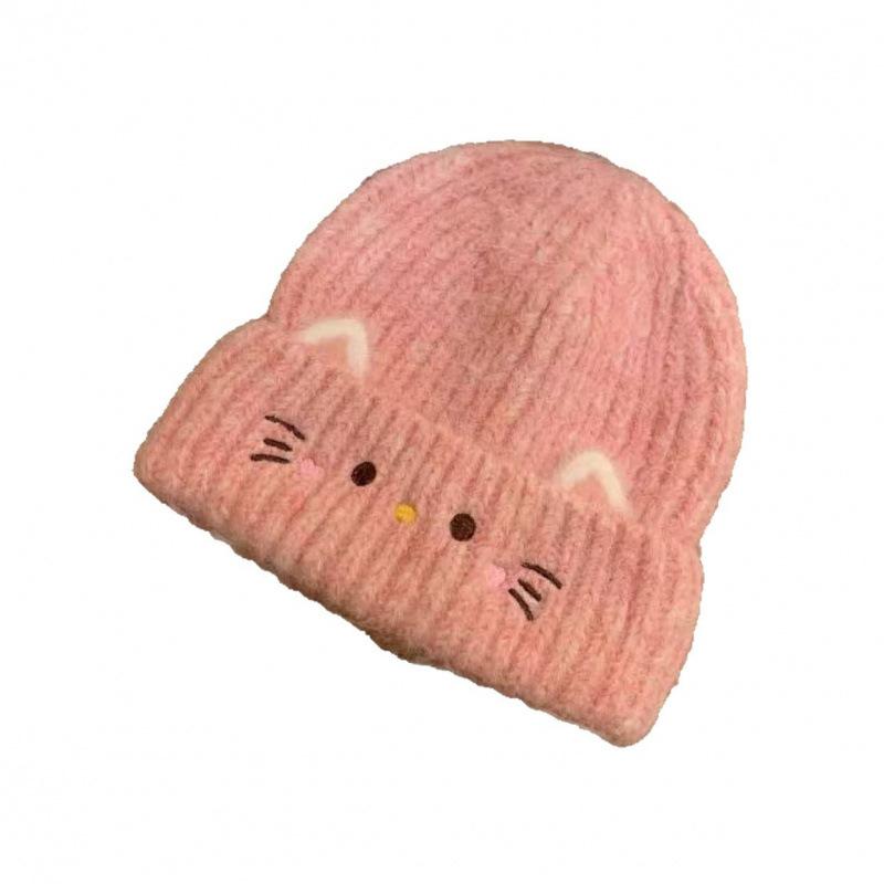 New cute kitten wool hat autumn and winter warm knitted hat women's winter thickened fashion versatile ear hat