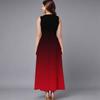 Women Plus Size Sleeveless Crew Neck Dress Charming Ditsy Floral Loose Mid Length Gown