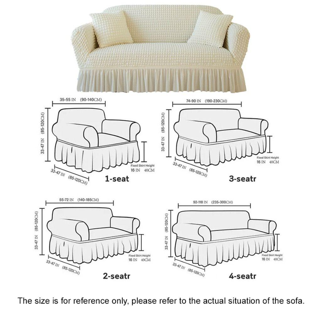 1/2/3/4 Seater Seersucker Grid Sofa Cover Dirt-resistant Sofa Slipcover Sofa Protecter  Living Room
