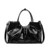 Vintage Pleated Women Crossbody Bag Fashion Pu Leather Tote Bucket Bag Large Capacity Commuting Shoulder Handbag