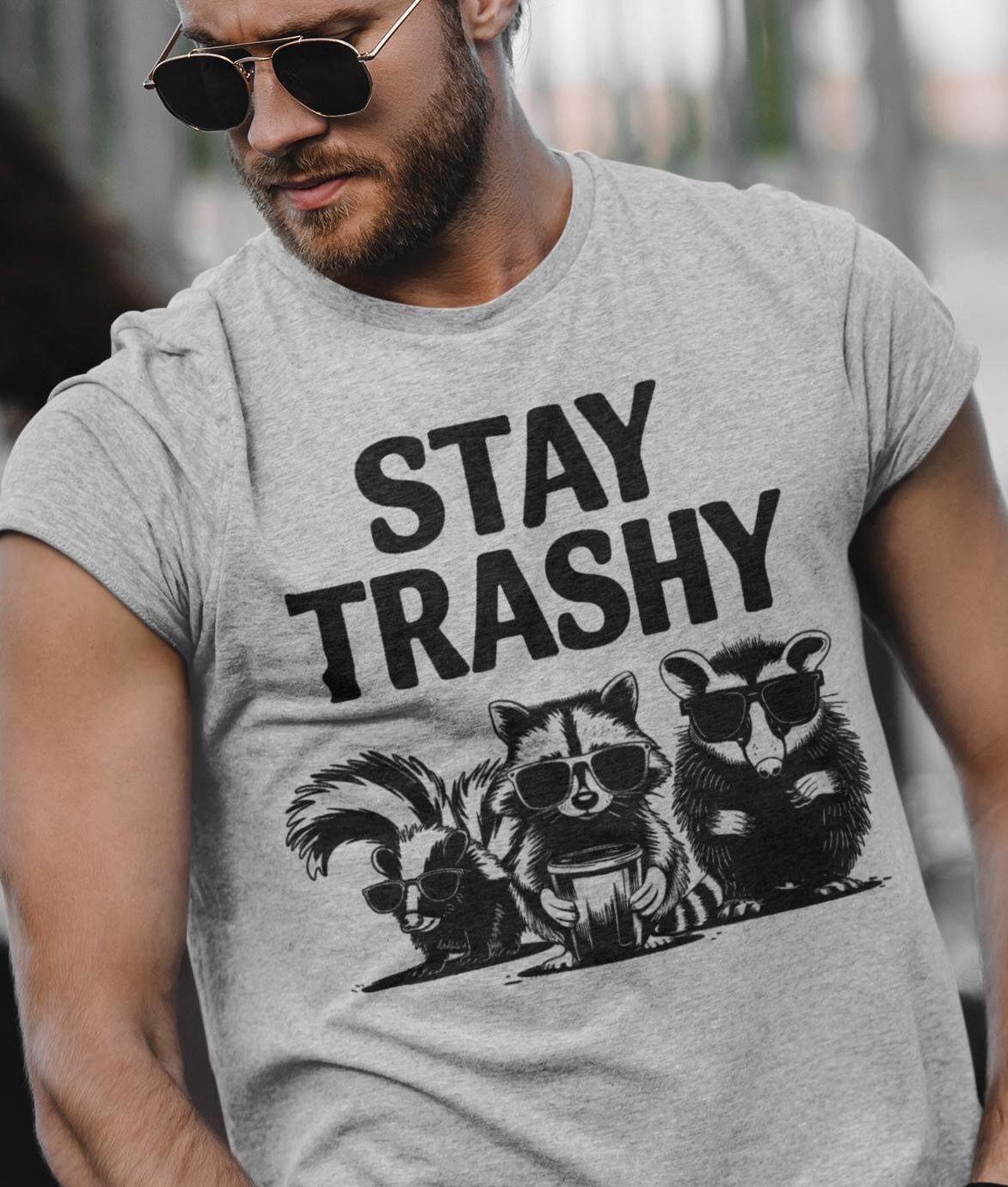 Funny Wildlife T-Shirt Mens Womens Tees Top with Raccoon, Opossum, and Skunk | Retro 90s Shirt | 2XL