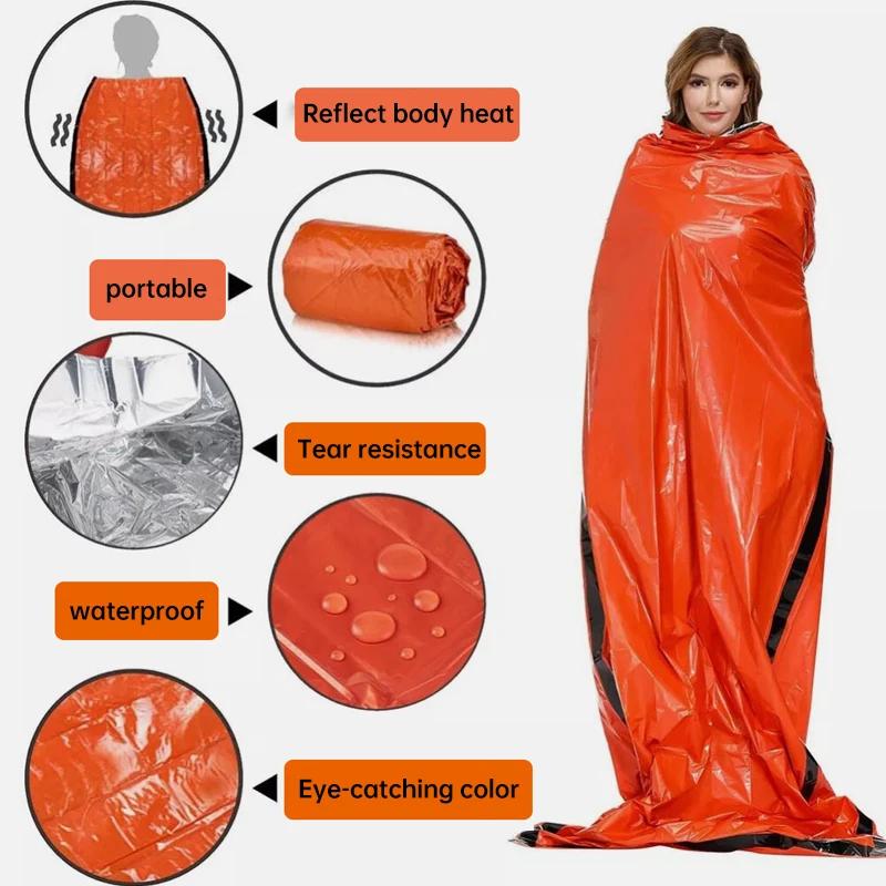 Outdoor Emergency Sleeping Bag Portable Emergency Blanket Thermal Insulation Bag Waterproof and Lightweight Survival Equipment