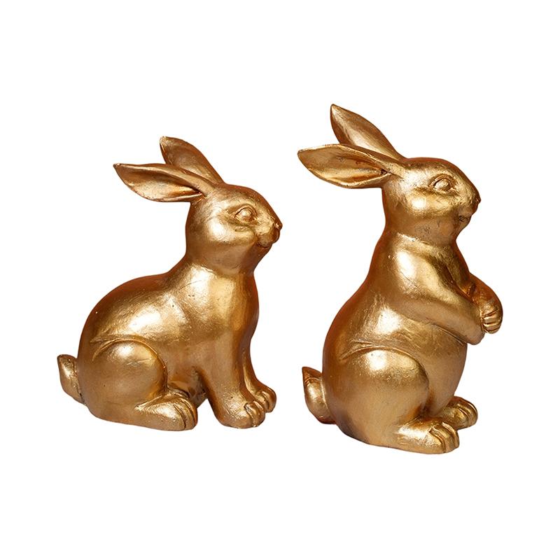 

Пасхальные украшения Фигурки кроликов, Белые кролики Статуэтки кроликов из смолы с золотыми ушами Для весеннего пасхального декора дома B