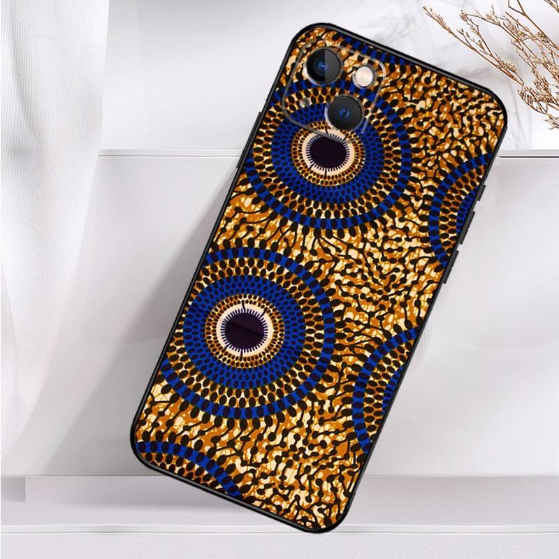 African Wax Pattern Fabric Shockproof Case For iPhone 18 17 11 14 15 16 Pro Max Plus 12 13 Mini 16e 17 Air Phone Cover