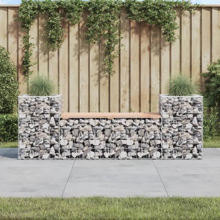 VidaXL Banc de jardin design gabion 183x41x60,5 cm bois massif douglas 834388