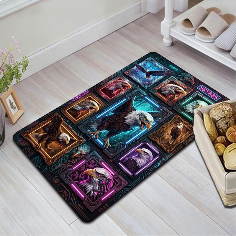 Eagle Frames Neon Artwork Pattern Rug Floor Mat for Living Room or Bedroom Soft and Comfortable Carpet a Gift for Birthday and Holiday.
