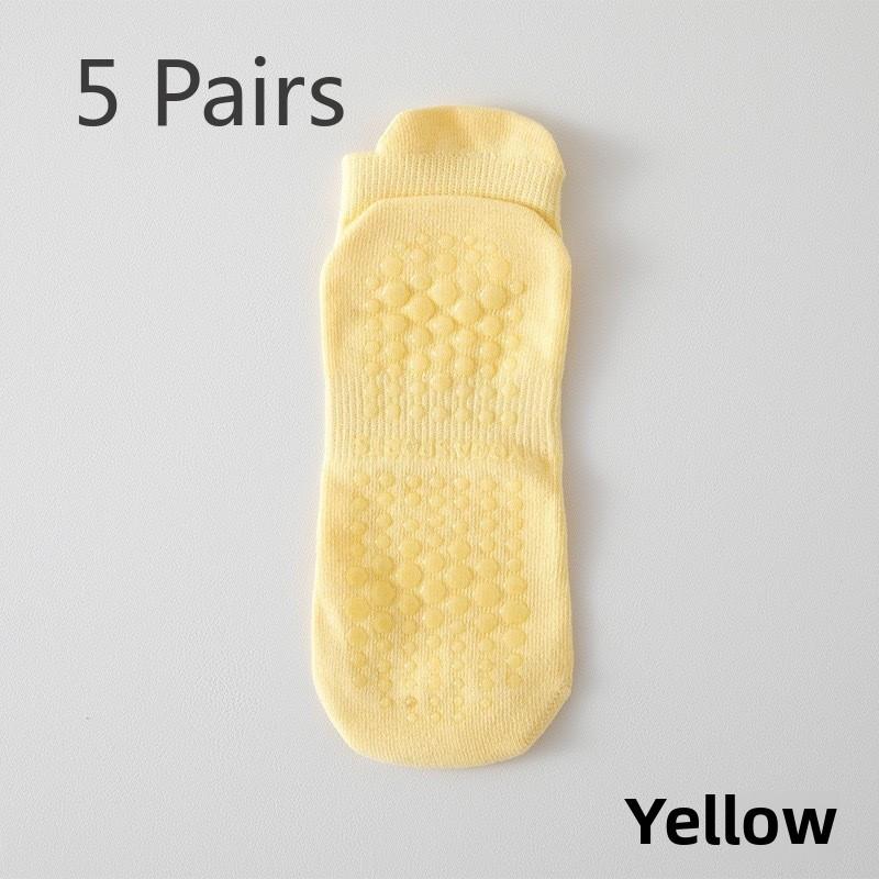 5 Pairs of Girls Spring and Summer Yoga Silicone Anti Slip Silent Mesh Short Socks